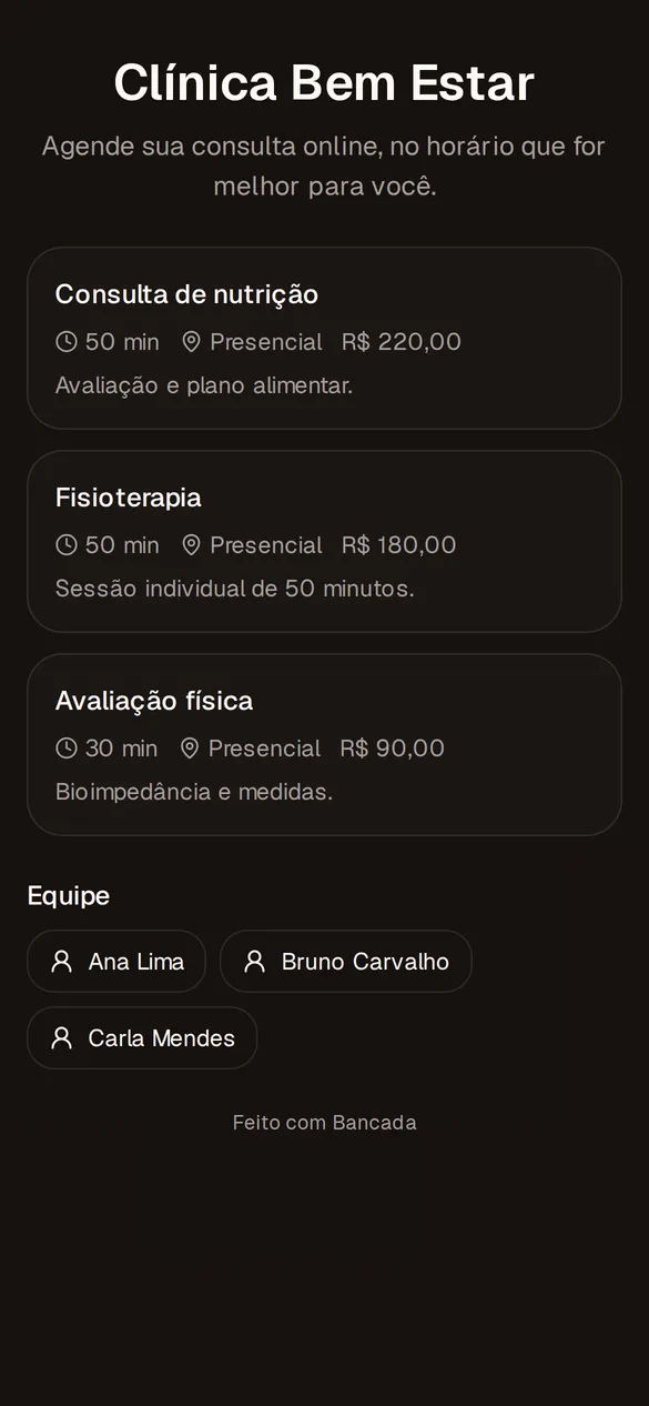 Link que o cliente usa para marcar