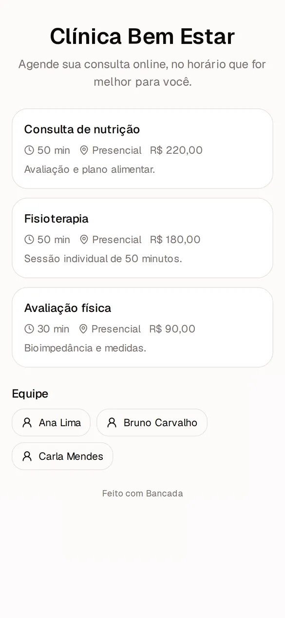 Link que o cliente usa para marcar