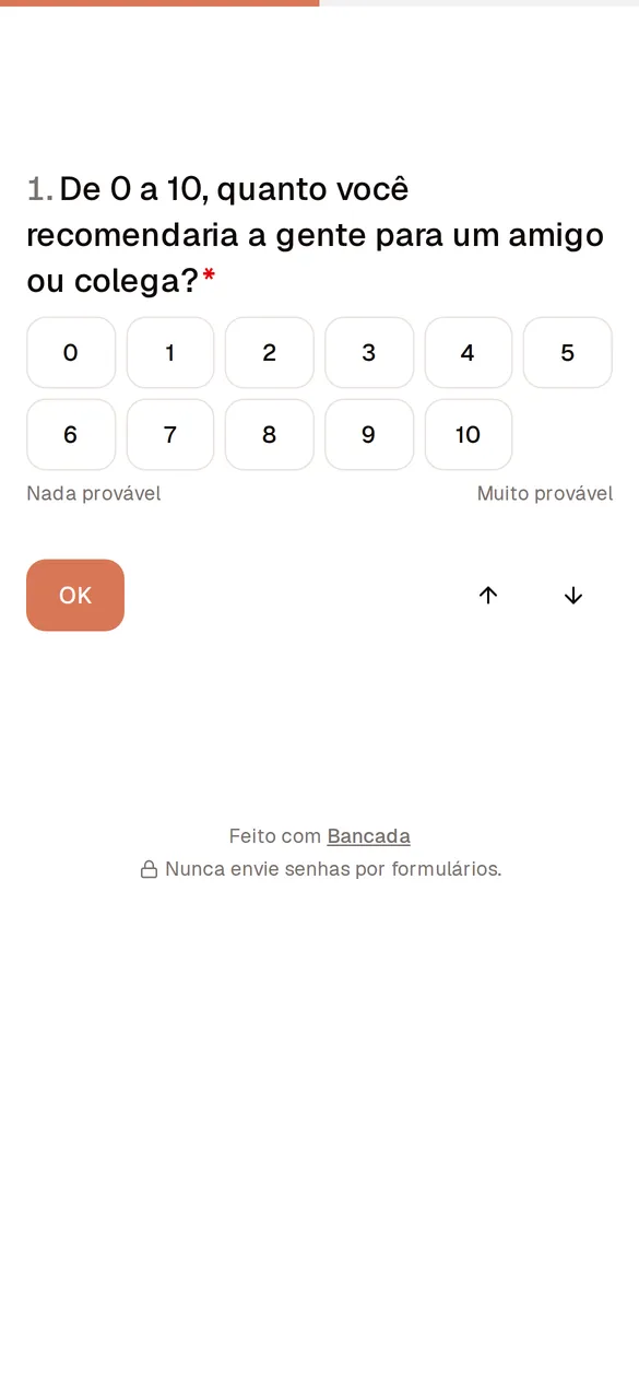 Formulário que o cliente responde